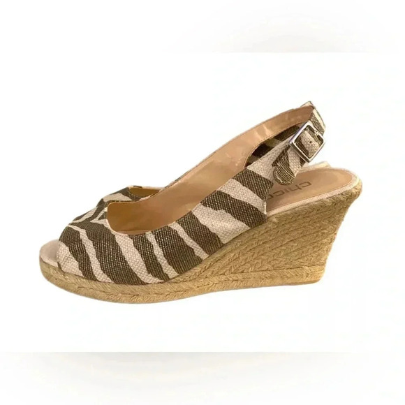 CHICO’S Zebra Print Sandals Women’s Simon Espadrille Wedge Slingback Heels 9 - Picture 2 of 14